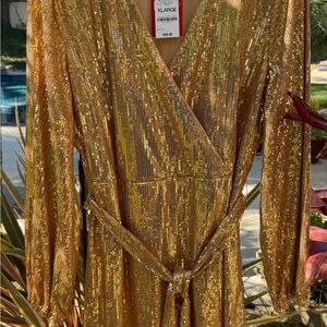 INC International Concepts Shimmering Gold Sequin Dress